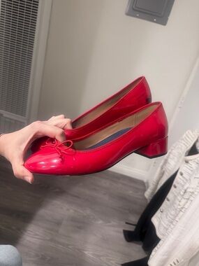 Steve Madden Red Patent Low Heel Ballet Pumps - Women's